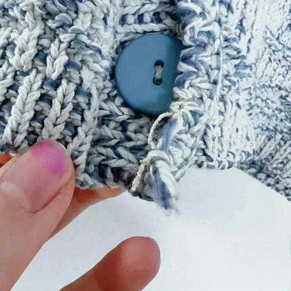 Vintage Flyer Blue White Knit Button Up Cardigan Women's Size L - Picture 5 of 8